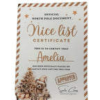 Gold personalised Christmas nice list certificate with Teddy bear on Gift Decor Decoration