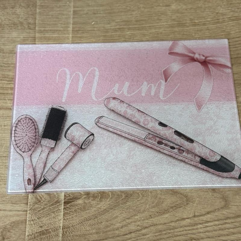 Personalised (mum can be changed) Hair straightener/hair appliances hot plate perfect for dressing tables to stop heat damage-made of glass