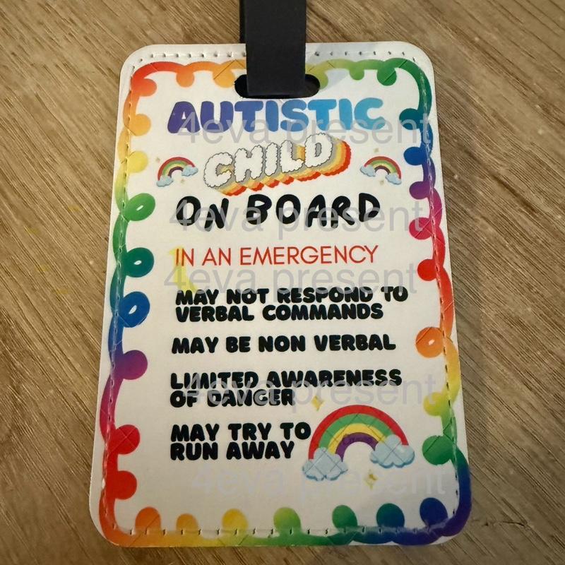 Leatherette Double-Sided Adjustable Strap Pram Pushchair Buggy Tags for Autistic Child Safety Autism Awareness Emergency Alert Sign Clear Indicator for Emergency Situations Simple Yet Effective Tools
