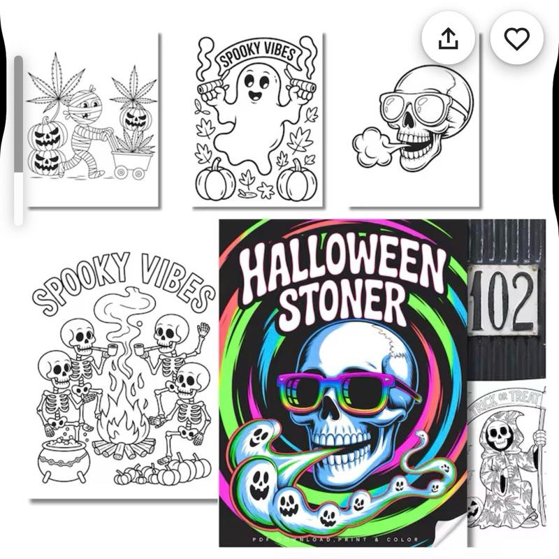 Funny horror colouring books 3 to choose from cute serial killer, spooky stoner and Halloween stoner