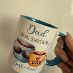 Dad 11oz Ceramic Mug with Blue Handle & Blue Inside Perfect Father’s Day Gift for Dad Stylish Drinkware Beverage Cup Reusable Washable Coffee tea