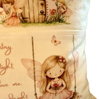 Personalised fairy pocket cushion, pillow. Would look beautiful in any little girls room. 40x40. Option to add on insert and plush