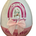 Personalised 16 inch Jumbo Plastic Storage Egg with Ribbon Bow and Bunny Design Perfect for filling with Easter Gifts