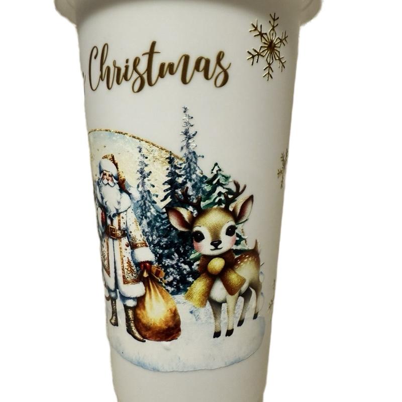 Christmas personalised cold cup with lid and straw Bottle Drinkware Water Bottles Reusable Portable Tumbler Washable Mug
