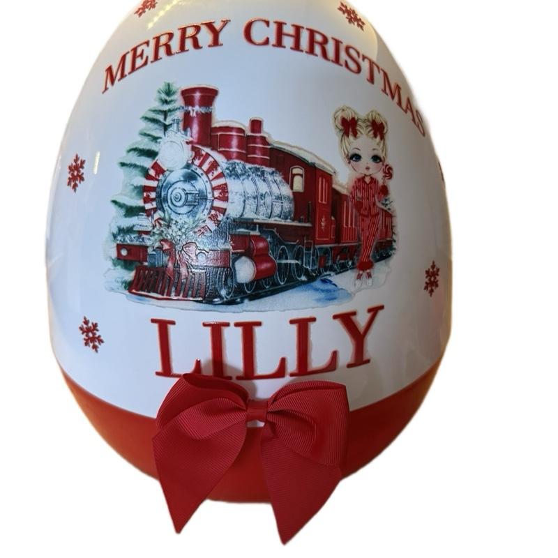 Personalised Christmas themed jumbo plastic egg