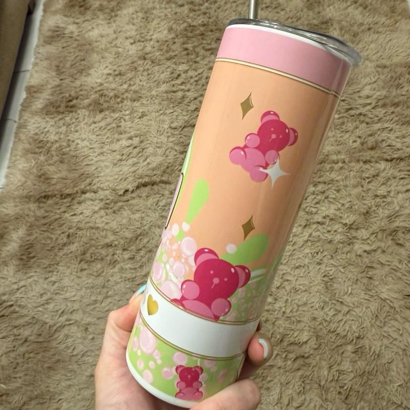 Candy bear 20oz tumbler with lid and straw for hot and cold drinks