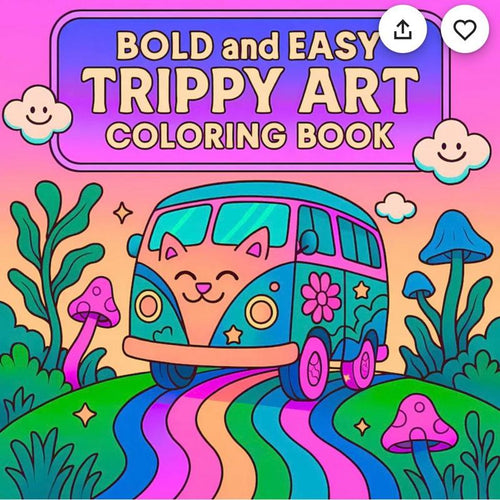 Bold and easy trippy art colouring book