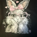 Children’s Cute bunny rabbit black organic cotton t shirt