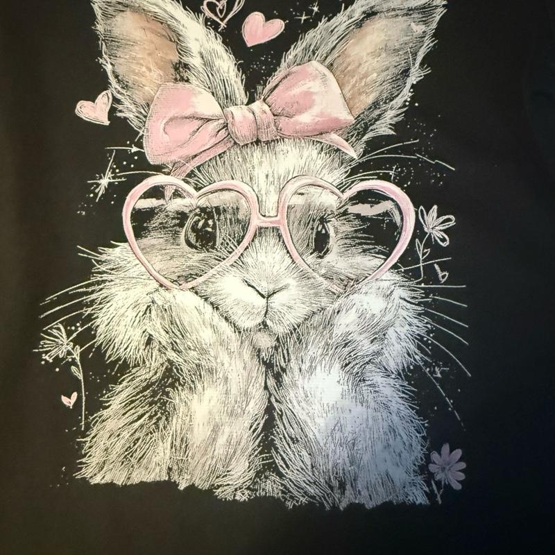 Children’s Cute bunny rabbit black organic cotton t shirt