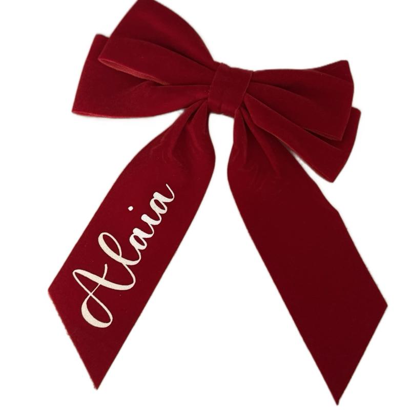 Personalised red hair clip perfect for around Christmas time to wear