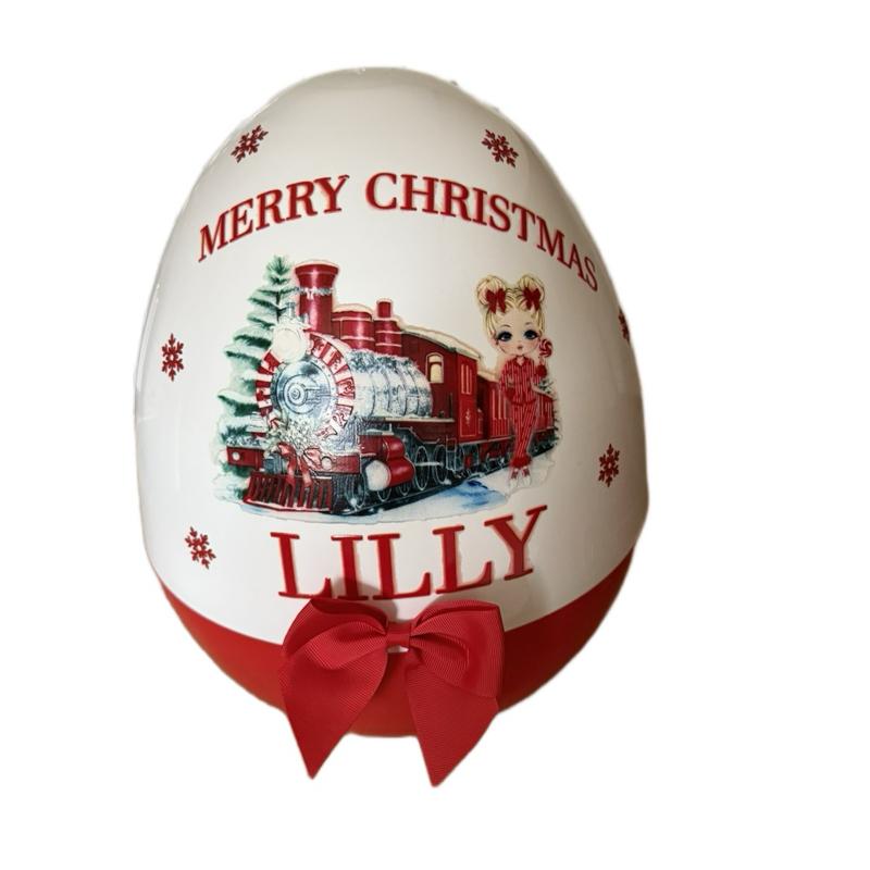 Personalised Christmas themed jumbo plastic egg