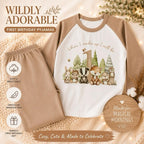 Woodland themed personalised when I wake up birthday pyjamas, cute boys pyjamas, pyjamas with age on. Long sleeves and trousers. Message me or leave a note at checkout with age and name to add on
