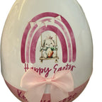 Personalised 16 inch Jumbo Plastic Storage Egg with Ribbon Bow and Bunny Design Perfect for filling with Easter Gifts