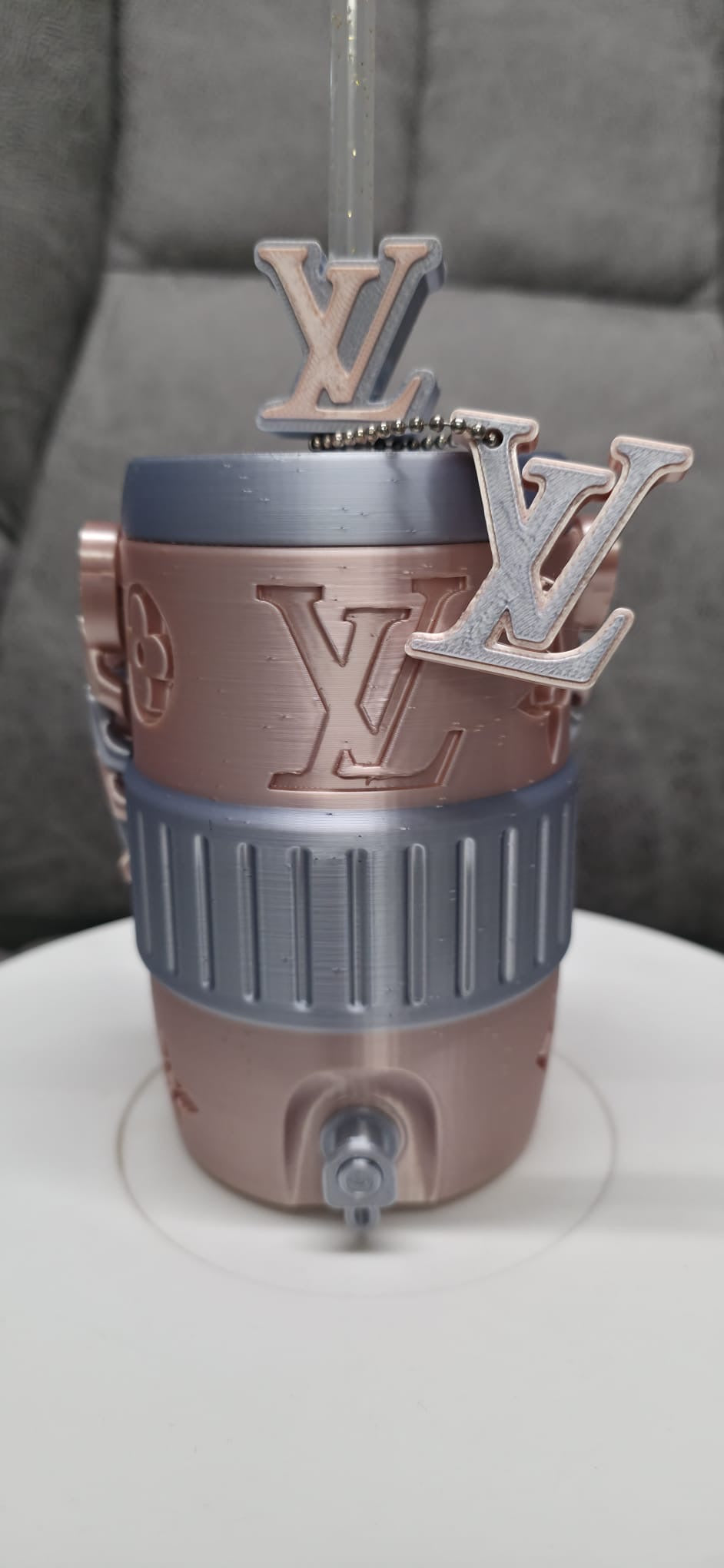 Rose Gold Luxury Monogram 3D Printed Can Cooler – 330ml
