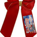 6inch Personalised Hair Bows with Sliding Clip on the Back - Gold Trim & Christmas Design