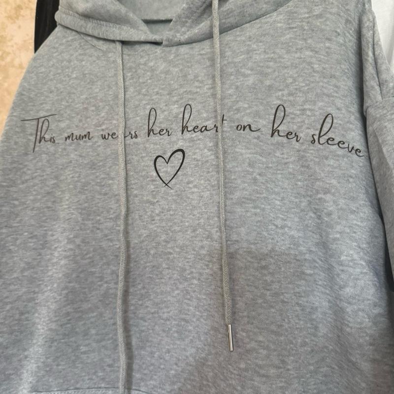 This Mum Wears Her Heart On Her Sleeve Personalised organic cotton Hoodie Perfect Mother's Day Gift For Moms