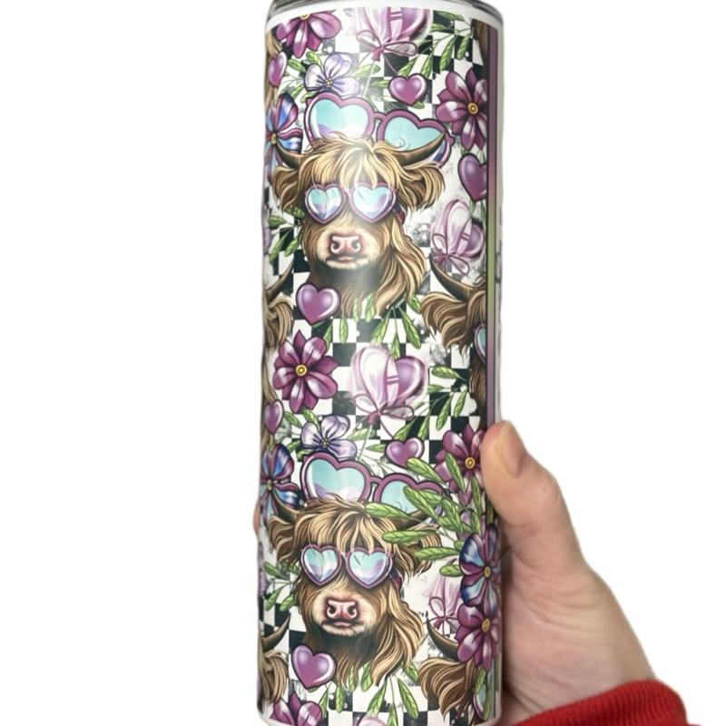 Sorta sweet but moody cow 20oz tumbler for hot and colds drinks with lid and straw