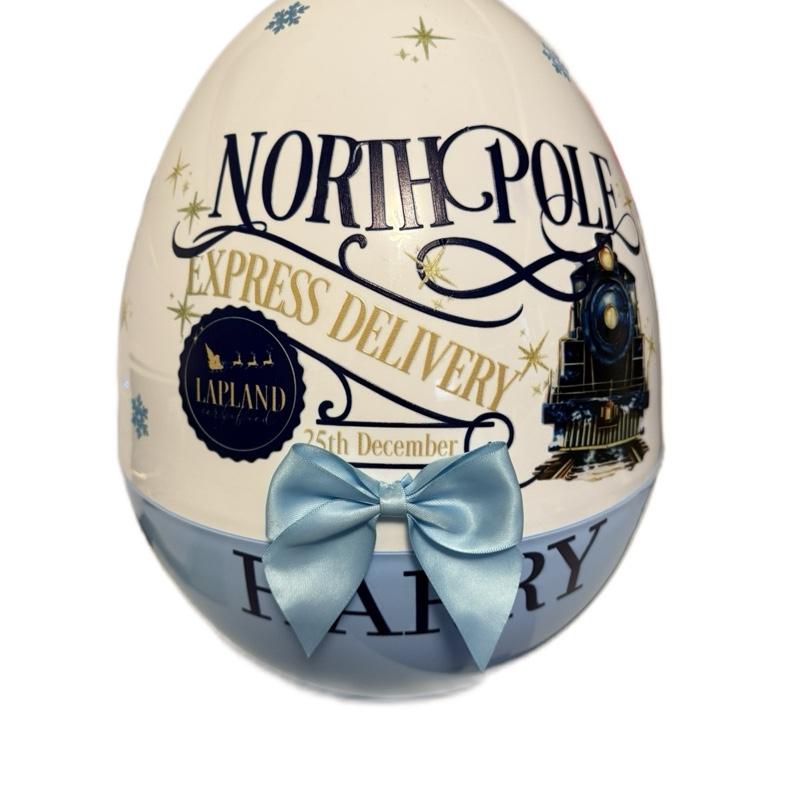 16 inch blue and white personalised jumbo plastic gift egg Christmas Decoration