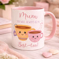 Mum Mug Pink and White with Pink Inside & Handle Best mum Design for a Drinkware Cup Ceramic mug Reusable Washable Reuse Coffee