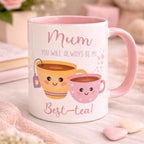 Mum Mug Pink and White with Pink Inside & Handle Best mum Design for a Drinkware Cup Ceramic mug Reusable Washable Reuse Coffee