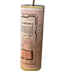 Makeup Themed 20oz Tumbler Double Walled Insulated with Lid and Straw - Pink Design with Text "Play with Risk" Drinkware Flasks Stylish Mug Bottles Water Bottles Portable Bottled