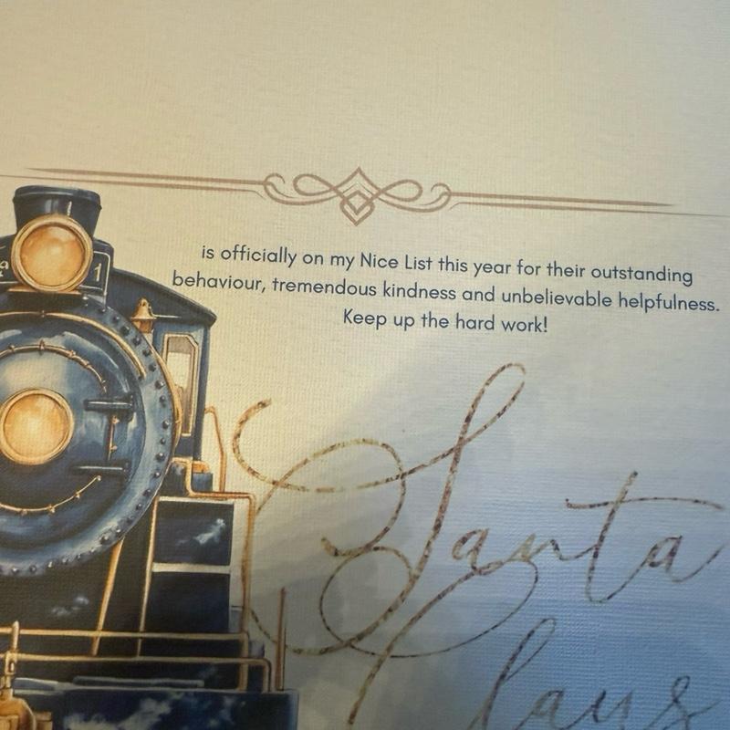 Blue polar express train nice list certificate