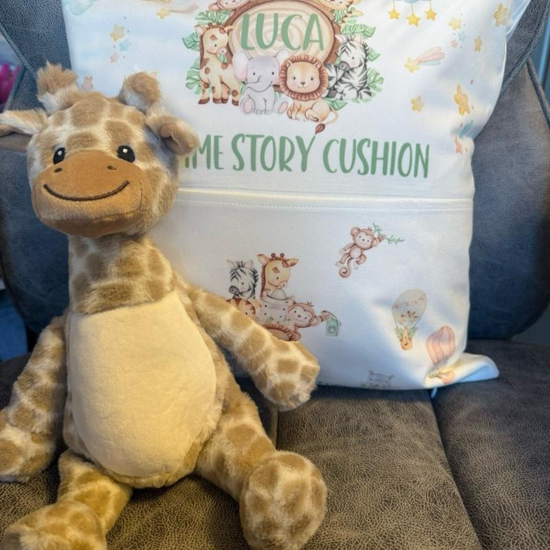 Personalised Bed time story let’s go on an adventure pocket cushion. Safari cushion, nursery cushion, pillow