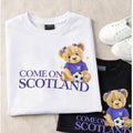 Children’s Come on Scotland supporting the football tops. Scotland’s 2026 football tops (with or without out hair bow in bears hair)