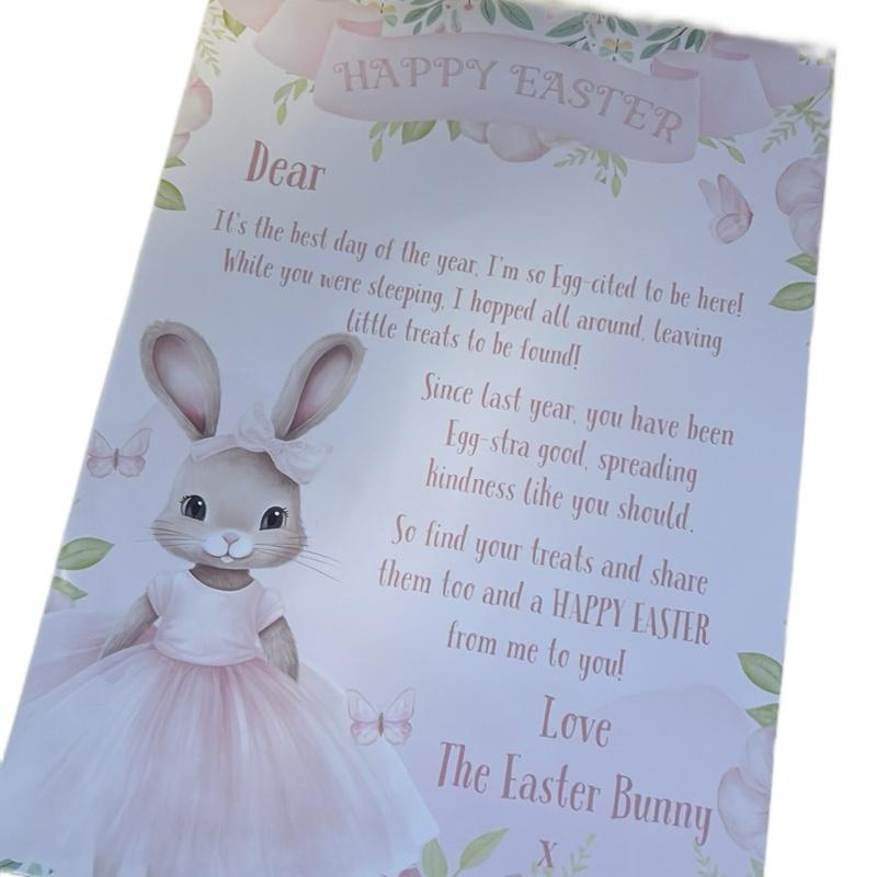 Personalised blue or pink letters from the Easter bunny
