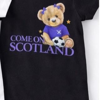 Children’s Come on Scotland supporting the football tops. Scotland’s 2026 football tops (with or without out hair bow in bears hair)