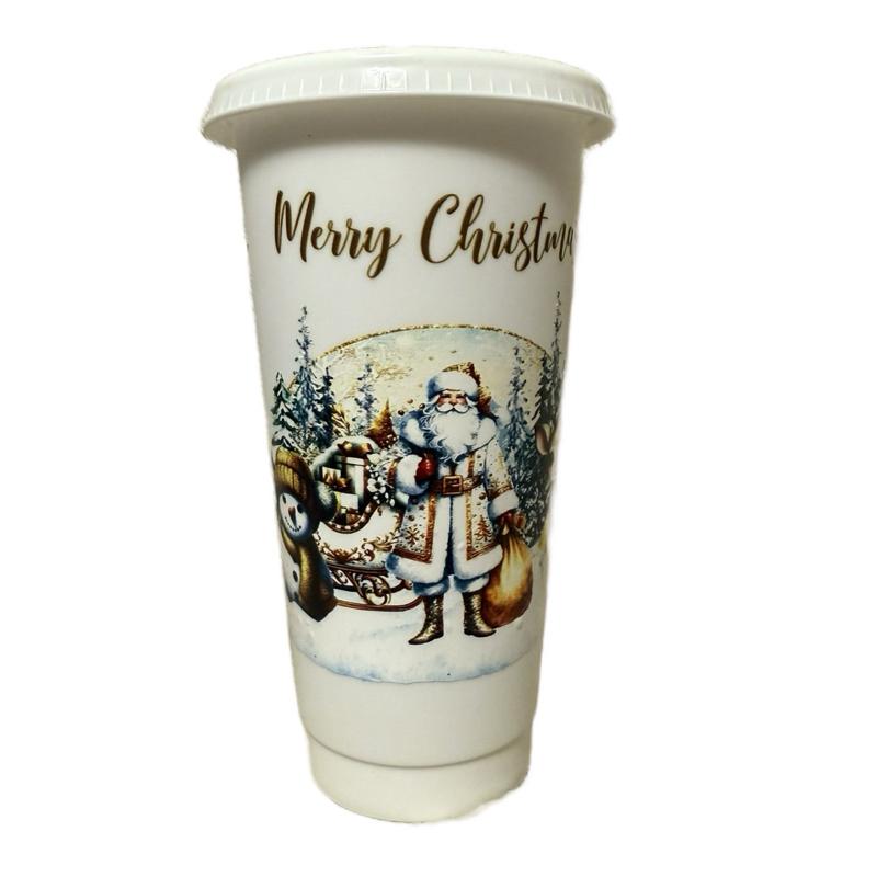 Christmas personalised cold cup with lid and straw Bottle Drinkware Water Bottles Reusable Portable Tumbler Washable Mug