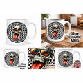 Funny and Sarcastic Adult 11oz Ceramic Mug with Skull Design and Checkered Pattern for Unique Gift