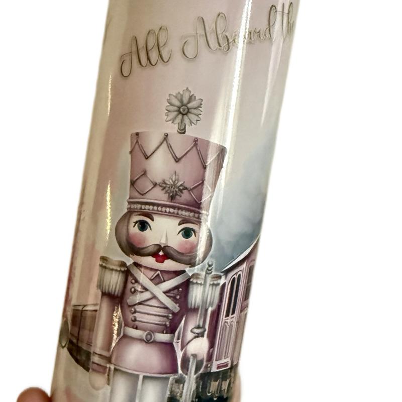 Express Train Christmas Themed Hot and Cold Drinks Tumbler with Lid and Straw Festive Design Drinkware Flasks Portable Mug Water Bottles Bottled