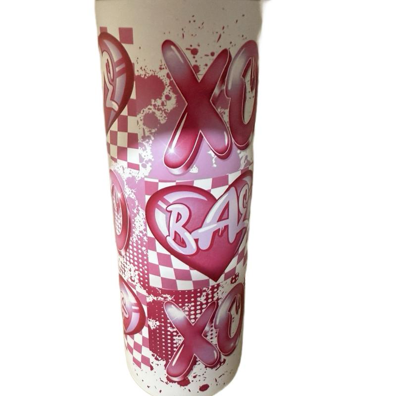 Xoxo Love Pink 20oz Tumbler with Lid and Straw - Stylish Heart Design for Everyday Use