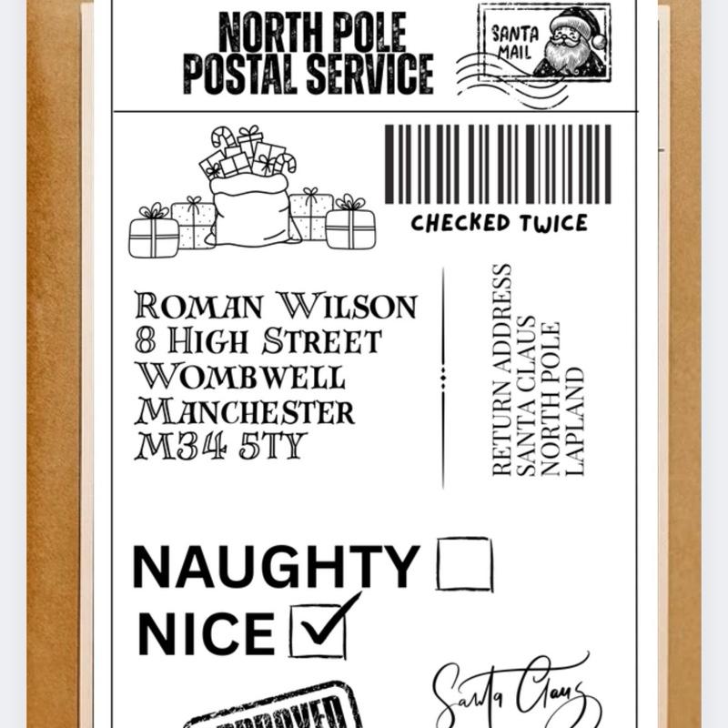 North Pole Postal Service Stickers for Gifts as Santa Tags Personalized with Name and Address from Santa Claus £1.50 for 10