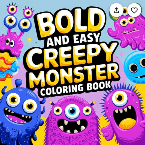 Bold and easy creepy monster colouring book