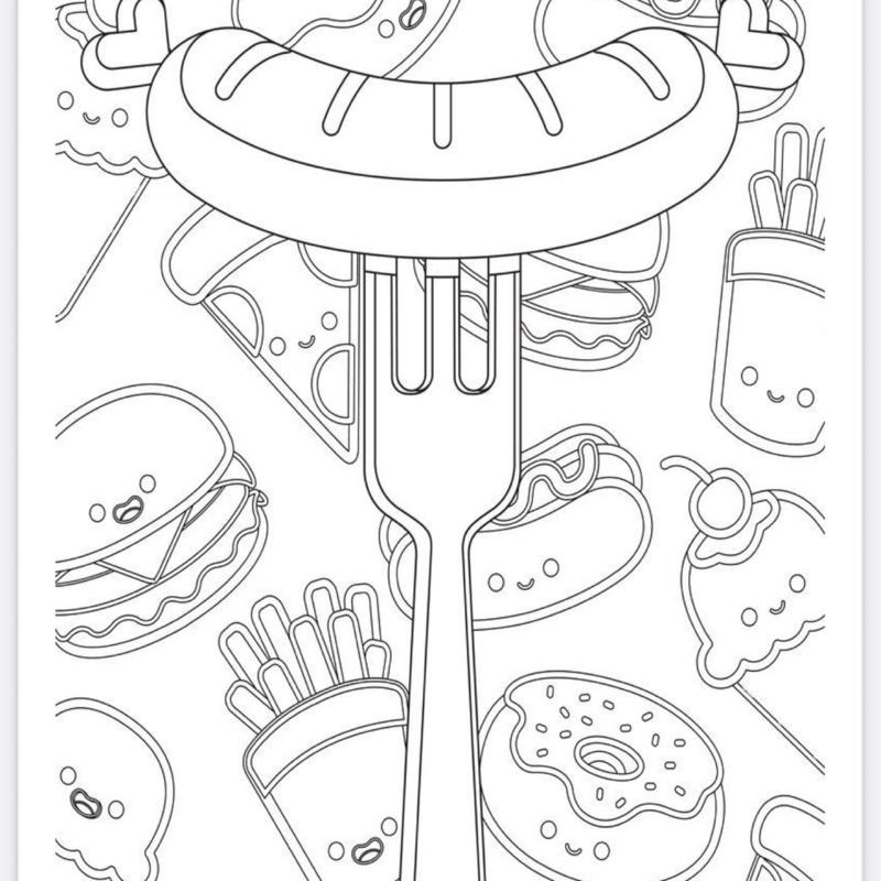 Junk food colouring book 20 pages to colour in all your favourite foods