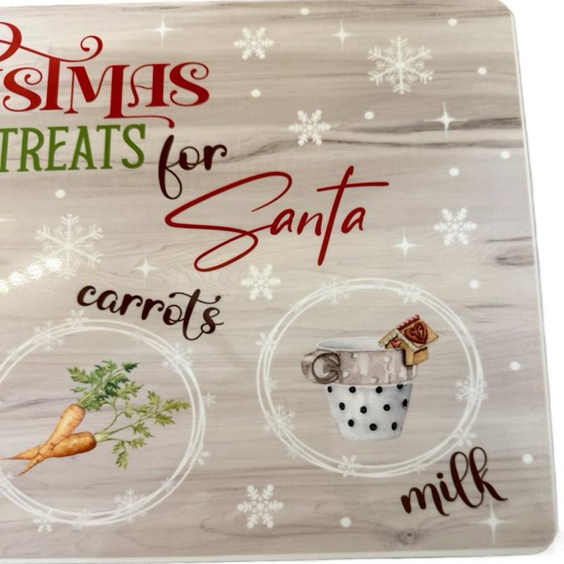 Personalised Santa Treat Board for Christmas Eve with Carrots and Cookies Design for Festive Fun