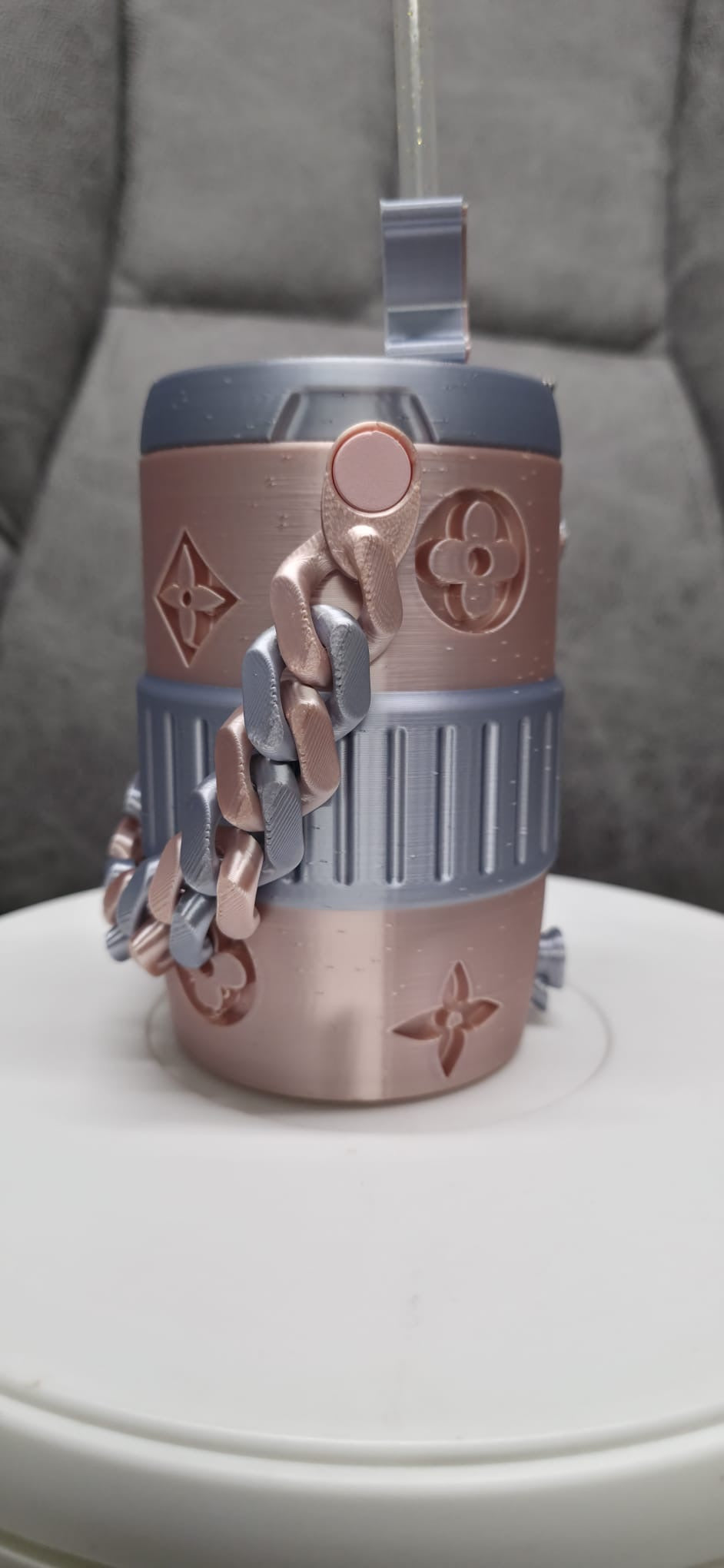 Rose Gold Luxury Monogram 3D Printed Can Cooler – 330ml