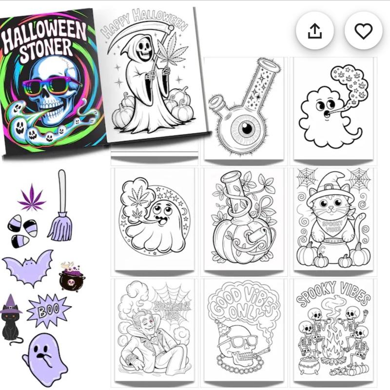 Funny horror colouring books 3 to choose from cute serial killer, spooky stoner and Halloween stoner