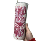 Xoxo Love Pink 20oz Tumbler with Lid and Straw - Stylish Heart Design for Everyday Use