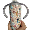 Blue Dog 12oz Insulated Sippy Cup with Two Lids One Sippy Lid and One Lid with Straw BPA Free for Kids