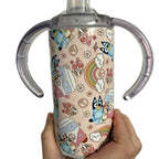 Blue Dog 12oz Insulated Sippy Cup with Two Lids One Sippy Lid and One Lid with Straw BPA Free for Kids