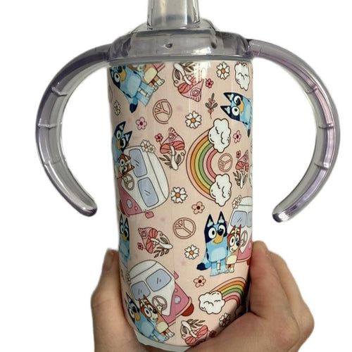 Blue Dog 12oz Insulated Sippy Cup with Two Lids One Sippy Lid and One Lid with Straw BPA Free for Kids