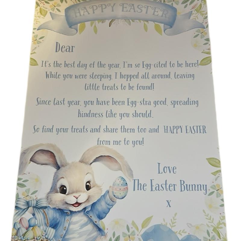 Personalised blue or pink letters from the Easter bunny