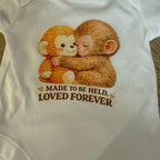 Baby’s Punch the Monkey Body Suit Vest with Adorable Hugging Monkeys Design Made to Be Held Loved Forever