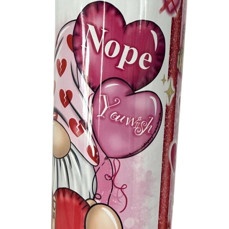 Valentines 20oz Insulated Tumbler for Hot and Cold Drinks BPA Free Water Bottle with Gnome Design Drinkware Flasks Mug Bottled Portable iced coffee