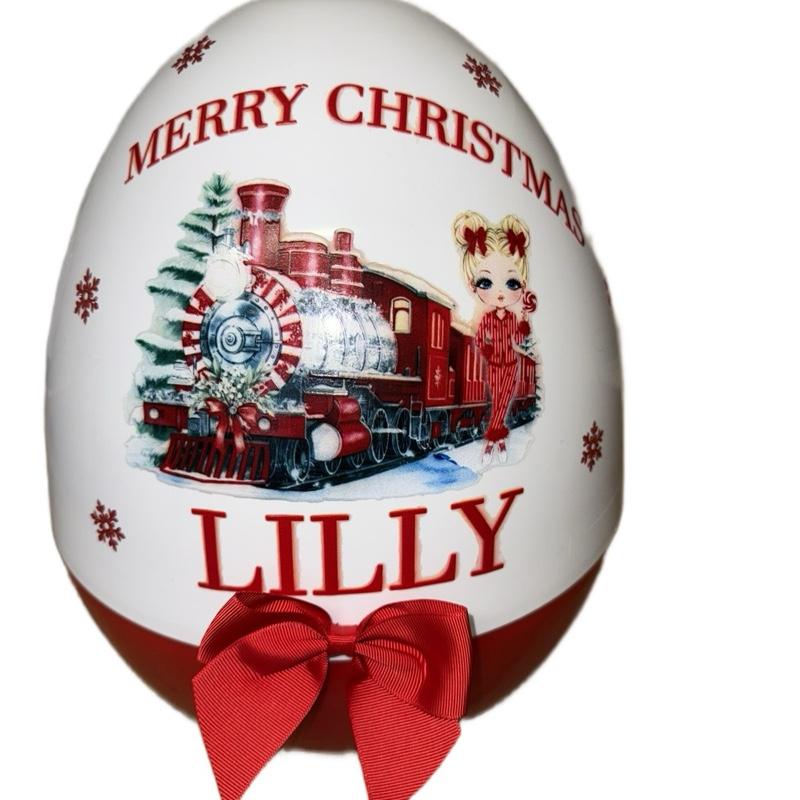 Personalised Christmas themed jumbo plastic egg