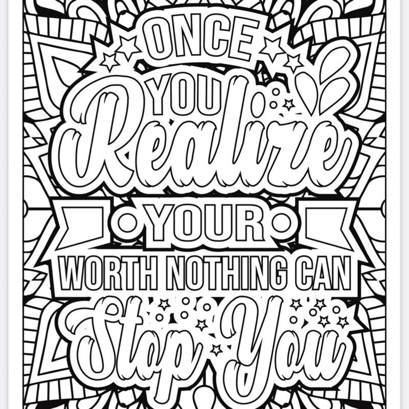 Adults Positive Affirmations Colouring Book - 21 Pages for Stress Relief and Relaxation