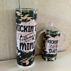 Hot and cold drinks, water insulated, double walled tumbler and sippy cup. Matching father and son. With straw and lid. BPA free Drinkware Flasks Bottles Bottled Portable. Camo design
